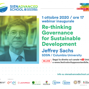 Opening Lecture of the Siena Advanced School on Sustainable Development 2020 with Professor Jeffrey Sachs, October 1st, 2020